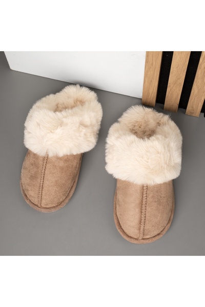 BMoD Papuci de damă din piele întoarsă bej închis MOD14120