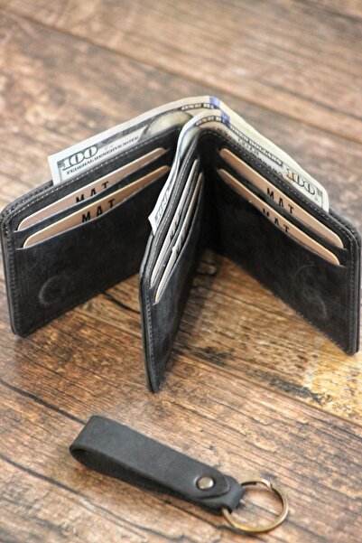 MAT CRAFT Genuine Leather Magnetic Horizontal Wallet |   With Card Holder |   Keychain with Gift |   Gift Boxed |   Unisex |