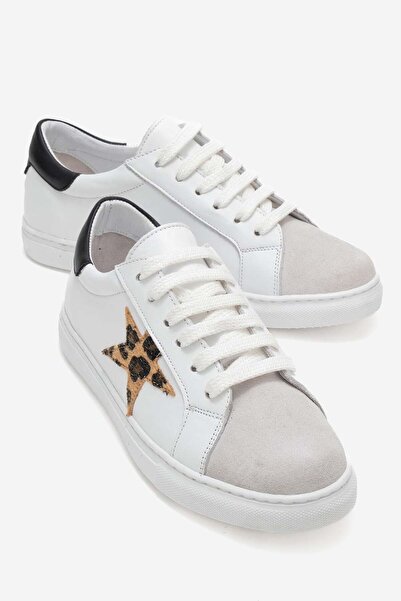 Zeynep Sıradağlı Brendon genuine leather women's sports shoes white-leopard-b...