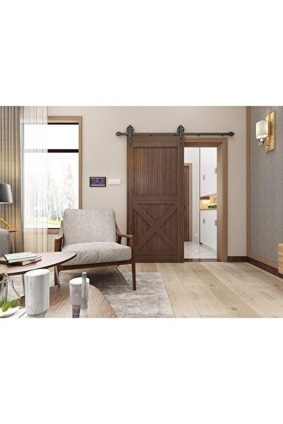 Amazon basics Sliding Barn Door Hardware Kit, 6.6 ft, Big Wheel, Black