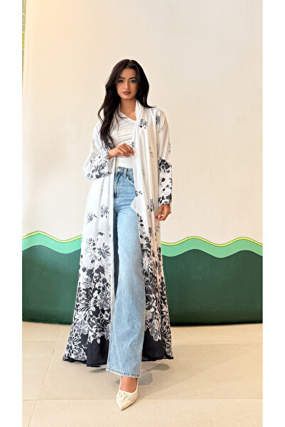 AYA MWT517 - Black and white floral print abaya