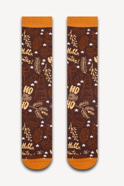 Neşeli Çoraplar Kahvarengi Noel Süsler Havlu Çorap