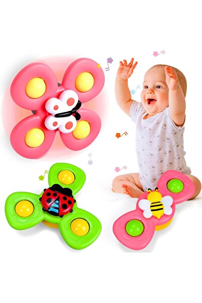 AYEBIA ألعاب دوارة بأكواب شفط للأطفال الصغار بعمر سنة فما فوق، 3 قطع من ألعاب...