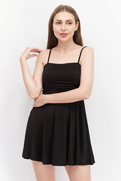 NA-KD Pamela x Reborn Women Plain Casual Mini Dress, Black
