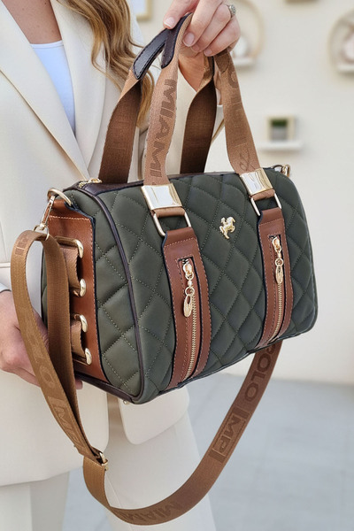 POLO CLUB Women's Kaptione Patterned Cylinder Model Long Crossbody Strap Hand & Shoulder Bag (31X22 cm)