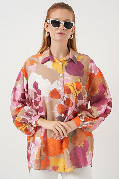 Hiccup Bdart Oversized Floral Pattern Buttoned Shirt