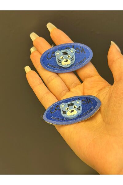 Gönülden Tasarım 2 BUCĂȚI EMBLEMA URȘUL ALBASTRU CUSUTĂ APICĂ 5X3 CM