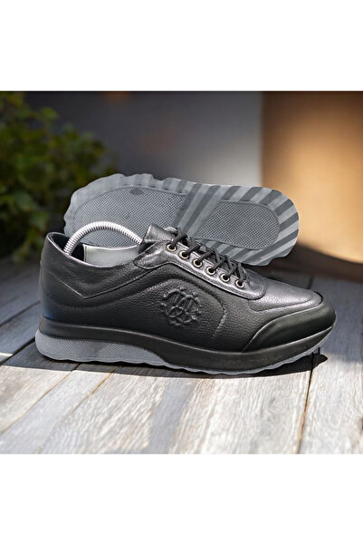 VİVA SHOES Casual Black Leather Men's Shoes