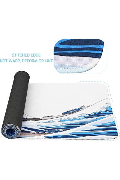 tofan Extended Gaming Mouse Pad 31.4×11.8 in, Non-Slip 3mm Rubber, Stitched Edges, Waterproof, Japanese W