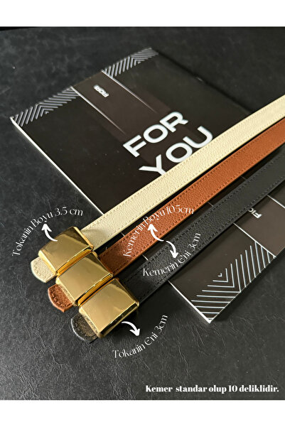 Fiori 3'lü Süet Köşeli Toka Kadın Kemeri, Pantolon Kemeri, Ceket Kemeri, Elbi...