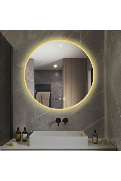 Smack Oglindă LED pentru baie cu anti-aburire, ceas, senzor tactil, lumină re...