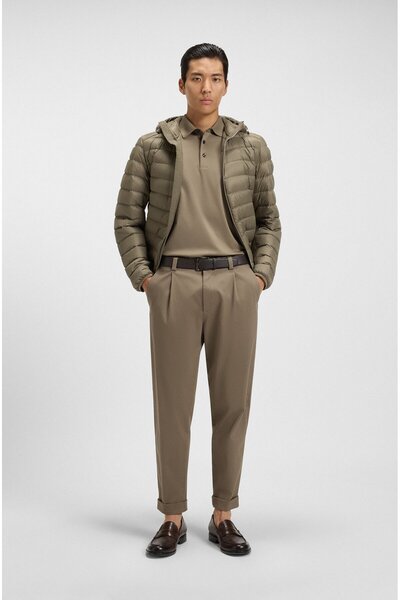 BOSS Men's Polo Neck Button Closure Short Sleeve Light Brown Polo Neck T-Shirt 50520297-245