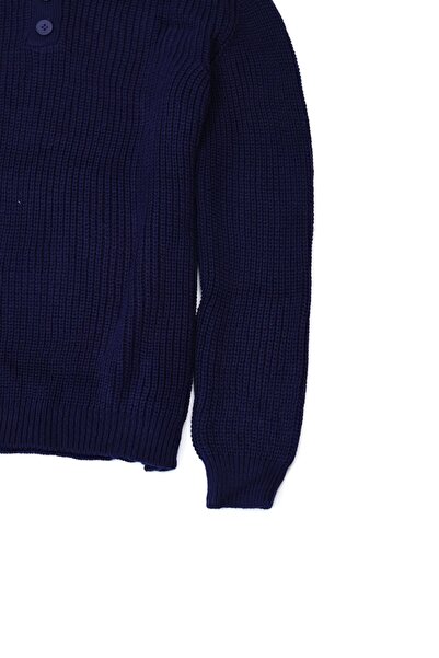 no7man Montal Navy Blue Polo Neck Sweater