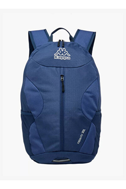 Kappa Logo Print Backpack with Adjustable Straps and Zip Closure - 16x46x27 cm