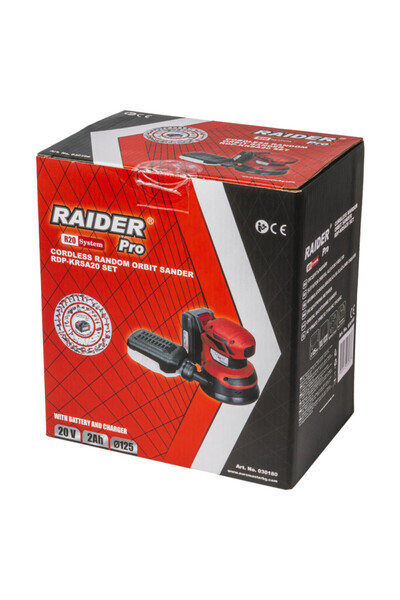 Raider RDP-KRSA20 Orbital Sander, 20V Li-Ion 2.0Ah, 125 mm, variable speed