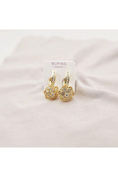XUPING JEWELRY 18k Gold-Plated Earrings with Zirconia Crystals