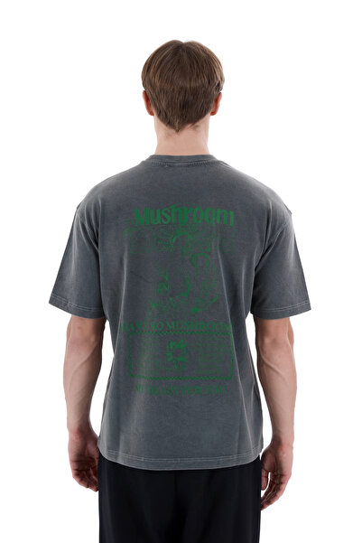 MORREZ Mushroom Baskılı Antrasit T-Shırt