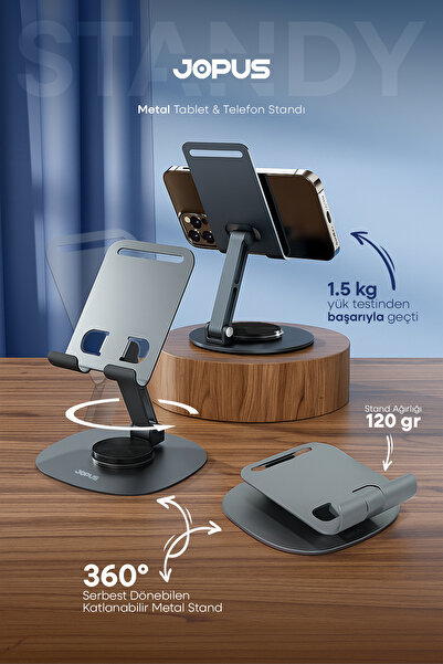 Jopus Metal 360 Rotatable Adjustable Phone and Tablet Holder Desk Top Stand Standard
