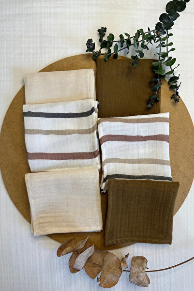 NuvioKids 6-Pack Patterned Organic Muslin Baby Mouth Wipes 100% Cotton, Sweat Cloth, Shoulder Cloth (22X23 cm)