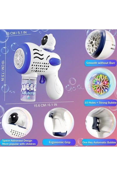 AYEBIA 2pcs Bubble Guns for Kids | Automatic Bubble Maker Blaster with LED Lights