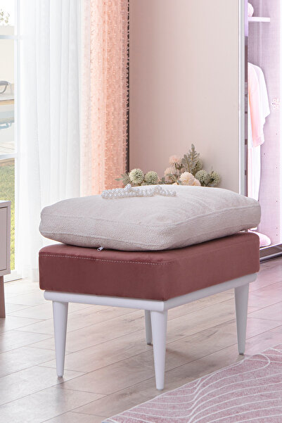 benim odam Modern Kumaş Minderli Bench (Rose)