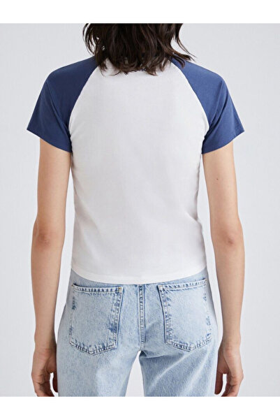 Desigual White blue T-shirt with chain detail