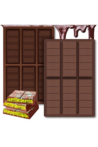 Salestore.ro Chocolate silicone mold model: 6 chocolate Dubai molds, 25x17x1.3 cm, Enjoy and create DIY, Brown