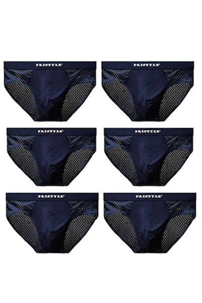 PriStyle - Set of 6 Men's Briefs, Quick-Dry and Highly Breathable, Dark Blue, Size M