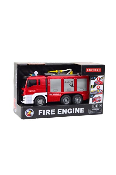 Tıfıl Toys Friction-Powered 1:12 Scale Fire Truck with Sound and Light, Water Spray, Double Ladder, Full Function, Educational Children's Toy.