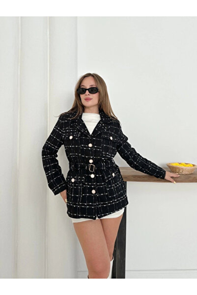 Alfanora سترة مبطنة عالية الجودة مع حزام متعدد الأزرار أسود os255859