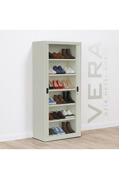verametal Sürgülü Kapaklı Metal Ayakkabılık – Geniş Raflı Kiler & Arşiv Dolabı
