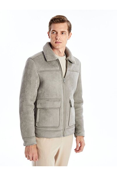 LC Waikiki Standard Shape Shirt Collar Suede Men's Coat