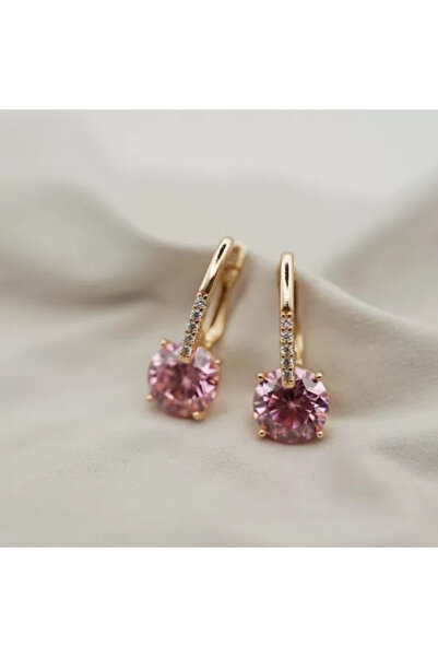 XUPING JEWELRY Pink zirconia stone earrings plated with 18k gold