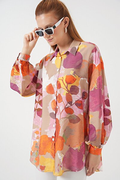 Hiccup Bdart Oversized Floral Pattern Buttoned Shirt