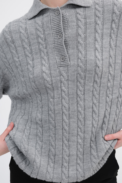 Addax Polo Collar Braided Knitwear Sweater K3367-D9