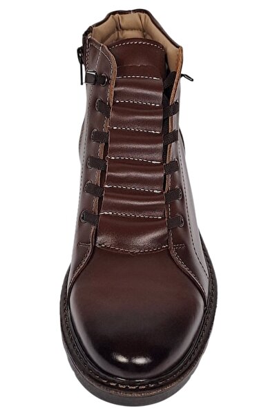 Ciucaleti Men's casual sheepskin-lined leather boots - Brown GS2021M (Size 42)