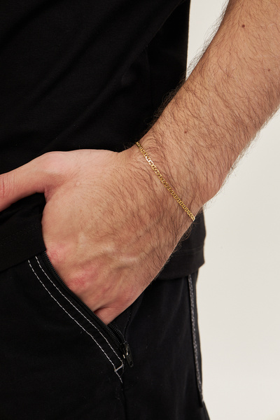 Ventino Silver 18K Altın Kaplama 2,5mm Barlı 925 Ayar Gümüş Erkek Zincir Bile...