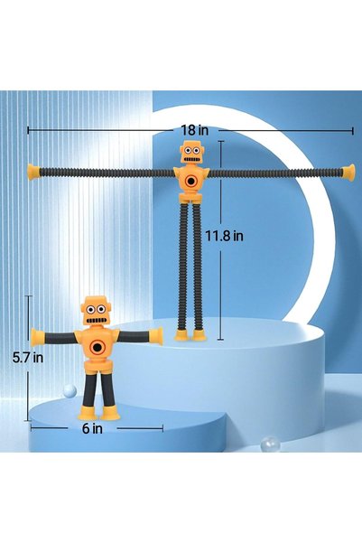 AYEBIA Pop Tubes Robot Fidget Toys (4 Pack), Telescopic Suction Cup Robotics Toy