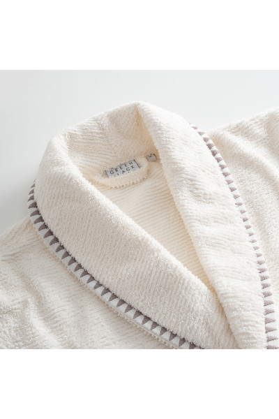 Green Black Ανδρικό μπουρνούζι Tria 100% βαμβακερό ζακάρ κρέμα-μινκ