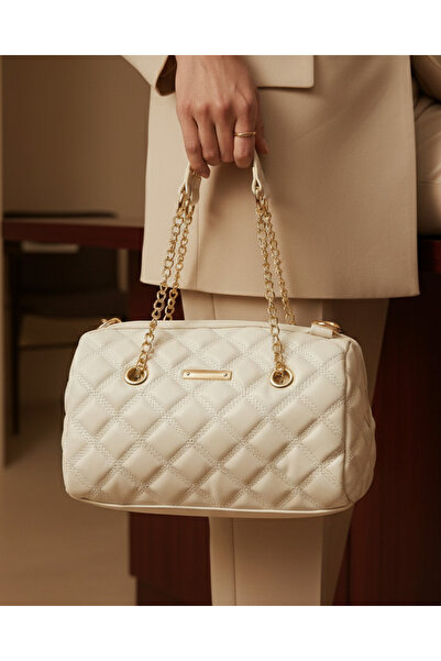 REDTAG Women Cream Textured Bollin Bag