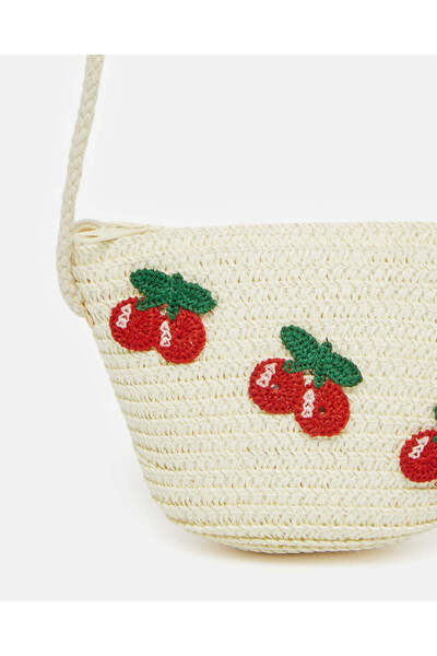REDTAG Girls Beige Cherry Embellished Bag