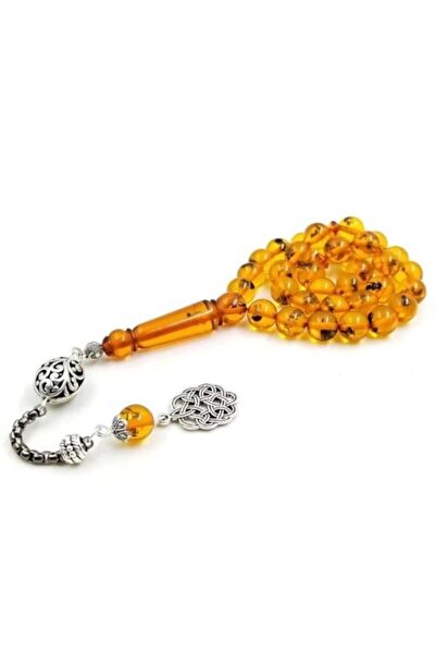 Eagal مسبحة كهرمان (33 حبة) 10 مم - كهرمان أصفر متضمن حشرات