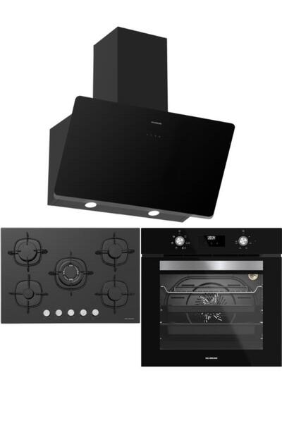 Silverline Siyah Ankastre Set (CS5801E7B01 Ocak/S2-BO6502B02 Fırın/3457 Soho ...
