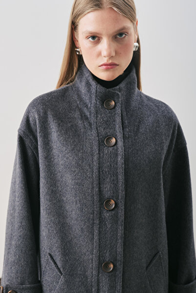 Manuka Rai Oversized wool coat navy blue