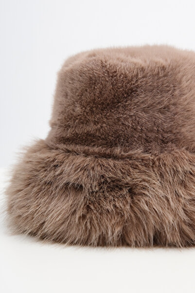 Addax Fur Plush Bucket Hat Shpk1092