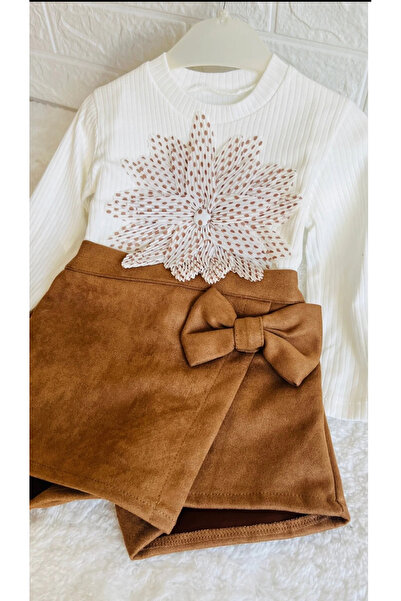 kokosh _ kidss burcu sapmaz Polka dot floral patterned scuba girl shorts skirt set.