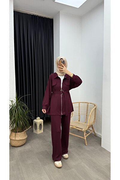 Minharir Women's Comfortable Fit Daily Sports Two-Piece Set with Pocket Detail