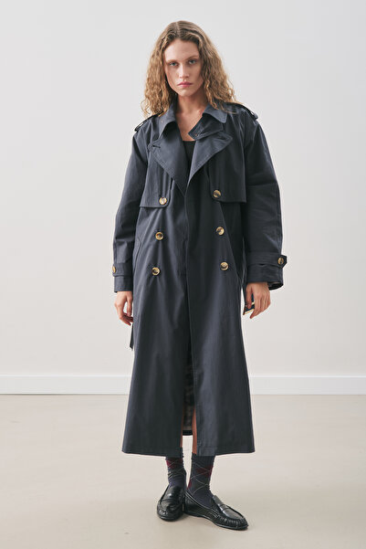 Manuka Zurich Oversized Trench Coat Navy Blue