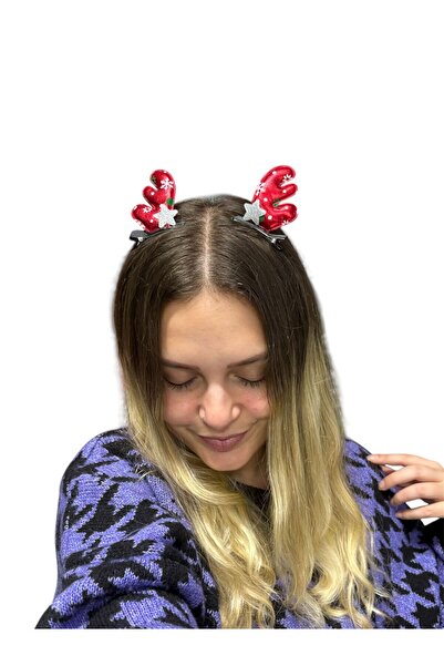 Melkady Aksesuar Melkady 554A - Double Deer Themed Luxury New Year/Christmas Hair Clip, Party Style Accessory