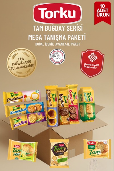 Torku TAM BUĞDAY SERİSİ MEGA TANIŞMA PAKETİ 10 ADET ÜRÜN-BİSKÜVİ-KEK